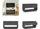 Vidaxl Mobile Tv Grigio 74X34X40 Cm In Pino Massiccio - Mobile Tv - Mobile Tv - Mobili Tv - Porta Tv
