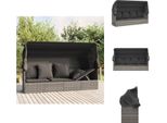 Vidaxl Lettino Da Esterno Con Tetto E Cuscini In Poly Rattan Grigio - Lettini Prendisole