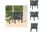Vidaxl Sedia Da Giardino Ad Angolo Con Cuscini In Poly Rattan Nero E Grigio - Elementi Per Divani Da Giardino