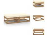 Vidaxl Poggiapiedi Da Giardino Con Cuscino 2 Pz. Pino Massiccio Marrone Miele - Elementi Di Divano Da Giardino