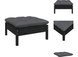 Vidaxl Sgabello Da Giardino Con Cuscino Antracite Nero In Legno Di Pino Massiccio - Elementi Per Divani Da Giardino