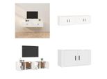 Vidaxl Mobili Da Parete Per Tv 2 Pz. Bianco 80X34,5X40 Cm - Mobile Tv A Parete - Mobili Tv A Parete - Mobile Tv - Console Tv