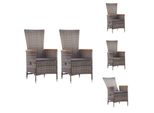Vidaxl Sedie Da Giardino 2 Pezzi Con Cuscini In Poly Rattan Grigio - Sedie Da Giardino