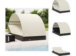 Vidaxl Lettino Per 2 Persone Con Tetto Rotondo Nero 211X112X140 Cm - Lettini Prendisole