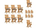 Vidaxl Sedie Da Giardino Con Cuscini Grigi 6 Pz. Legno Massiccio Teak - Sedie Da Giardino