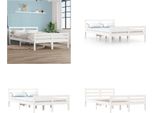 Vidaxl Letto In Legno Massiccio Bianco 135X190 Cm - Struttura Letto - Letto - Struttura Letto In Legno