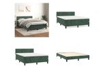 Vidaxl Letto Boxspring Con Materasso Verde Scuro 140X190 Cm In Velluto - Letto Boxspring - Boxspringbetten - Bett - SchlafzimmermöBel