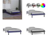 Vidaxl Letto In Legno Massiccio Con Led Grigio 100X200 Cm - Struttura Letto - Cornici Letto - Struttura Letto - Letto Camera Da Letto