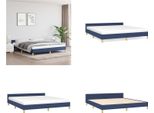 Vidaxl Struttura Letto Con Testiera In Tessuto Blu 160X200 Cm - Struttura Letto Con Testiera - Struttura Letto Con Testiera - Struttura Letto - Letto Con Testiera