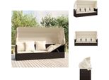 Vidaxl Lettino Da Esterno Con Tetto E Cuscini In Poly Rattan Marrone - Lettini Prendisole