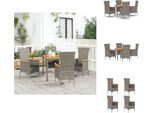 Vidaxl Set Da Pranzo Da Giardino 5 Pezzi Con Cuscini In Poly Rattan Grigio - Sedie Da Giardino