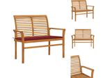 Vidaxl Panca Da Giardino Con Cuscino Rosso Vino 112 Cm In Legno Massiccio Di Teak - Panche Da Giardino