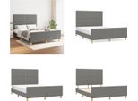 Vidaxl Struttura Letto Con Testiera In Tessuto Grigio Scuro 140X190 Cm - Struttura Letto Con Testiera - Struttura Letto Con Testiera - Struttura Letto - Letto Con Testiera