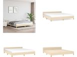 Vidaxl Struttura Letto Con Testiera Panna 180X200 Cm In Tessuto - Struttura Letto Con Testiera - Struttura Letto Con Testiera - Struttura Letto - Letto Con Testiera
