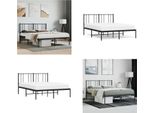 Vidaxl Struttura Letto Con Testiera In Metallo Nero 150X200 Cm - Struttura Letto - Cornici Letto - Struttura Letto - Letto