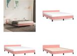 Vidaxl Letto Con Testiera Rosa 140X200 Cm In Velluto - Letto Con Testiera - Letti Con Testiera - Letti Con Testiera - Letto Con Testiera