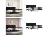 Vidaxl Letto In Legno Massiccio Con Testiera Nera 200X200 Cm - Struttura Letto - Letto - Letto Matrimoniale