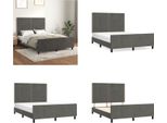 Vidaxl Giroletto Con Testiera Grigio Scuro 140X200 Cm In Velluto - Giroletto Con Testiera - Giroletti Con Testiera - Cornice Letto - Letto Con Testiera