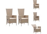 Vidaxl Sedie Da Giardino 2 Pezzi Con Cuscini In Poly Rattan Beige - Sedie Da Giardino