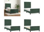Vidaxl Struttura Letto Con Testiera Verde Scuro 100X200 Cm In Velluto - Struttura Letto Con Testiera - Struttura Letto Con Testiera - Struttura Letto - Letto Con Testiera