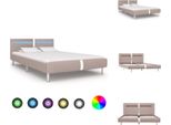 Vidaxl Struttura Letto Con Led Cappuccino-Marrone Pelle Finta 120X200 Cm - Letti E Strutture Letto