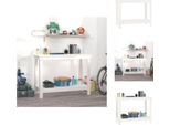 Vidaxl Banco Da Lavoro Bianco 110X50X80 Cm In Legno Di Pino Massiccio - Banchi Da Lavoro