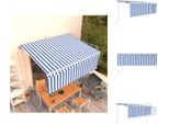 Vidaxl Tenda Da Sole Automatica A Scomparsa Con Mantovana 4X3 M Blu E Bianco - Tende Da Sole