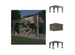 Vidaxl Padiglione Con Tende E Luci Led 400X300 Cm In Alluminio Taupe - Padiglioni E Tende Per Feste