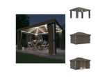 Vidaxl Padiglione Con Tende E Luci Led 4X3 M Taupe - Padiglioni E Tende Per Feste