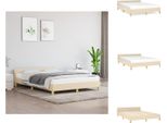 Vidaxl Struttura Letto Con Testiera In Tessuto Crema 140X190 Cm - Letti E Strutture Letto