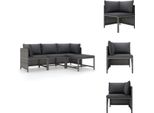 Vidaxl Set Salotto Da Giardino 4 Pezzi Con Cuscini In Poly Rattan Grigio - Elementi Per Divani Da Giardino