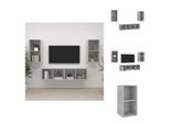 Vidaxl Mobili Tv A Parete 4 Pz. Materiale A Base Di Legno Grigio Cemento - Mobili Tv