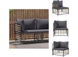 Vidaxl Divano Da Giardino Ad Angolo Con Cuscini Grigio Scuro In Poly Rattan - Elementi Per Divani Da Giardino