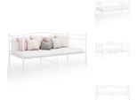 Vidaxl Divano Letto Telaio Letto Bianco In Metallo 90X200 Cm - Letti E Strutture Letto