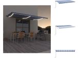 Vidaxl Tenda Automatica Con Led E Sensore Vento 600X300 Blu E Bianco - Tende Da Sole