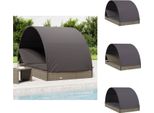 Vidaxl Lettino 2 Persone Con Tetto Grigio 211X112X140 In Poly Rattan - Lettini Prendisole