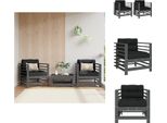 Vidaxl Sedie Da Giardino Con Cuscini 2 Pz. Pino Massiccio Grigio - Elementi Per Divani Da Giardino