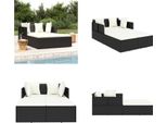 Vidaxl Lettino Con Cuscino Nero 182X118X63 Cm Poly Rattan - Lettino - Lettino Da Giardino - Lettino Da Giardino - Lettino Da Giardino