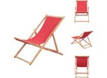 Vidaxl Sedia Da Spiaggia Pieghevole Con Struttura In Legno E Tessuto Rosso - Sedie Da Giardino