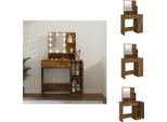Vidaxl Tavolino Da Toilette Con Led In Rovere Fumé 86,5X35X136 Cm - Tavolini Da Toilette