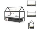 Vidaxl Lettino Con Cassetti In Pino Massiccio Grigio Scuro 90X200Cm - Lettini Per Bambini E Ragazzi
