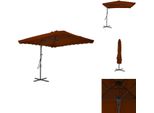Vidaxl Ombrellone Con Palo In Acciaio Rosso Terracotta 250X250X230 Cm - Ombrelloni E Tende Da Sole