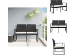 Vidaxl Panca Da Giardino A 2 Posti Con Cuscini In Pp Rattan Nero - Panche Da Giardino