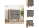 Vidaxl Cassettiera Otta Brown&Grey 76,5X39,5X90 Cm In Legno Massiccio - Cassettiere