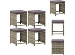 Vidaxl Sgabelli Da Giardino 4 Pezzi Con Cuscino In Poly Rattan Grigio - Sedie Da Giardino