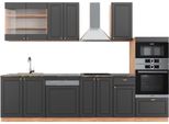 Vicco Cucina Componibile Fame-Line, 300 Cm Con Armadio Alto, Pt Antracite, Antracite Country House/Oro Kraft Oak