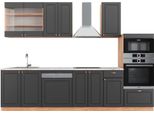 Vicco Cucina Componibile Fame-Line, 300 Cm Con Armadio Alto, Pt Marmo, Antracite Country House/Oro Kraft Oak