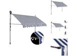 Vidaxl Tenda Da Sole Retrattile A Comando Manuale Con Led 300 Cm Blu E Bianco - Tende Da Sole