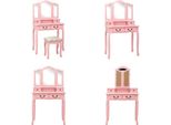 Vidaxl Set Tavolo Da Toilette Con Sgabello Rosa 80×69×141 Cm In Legno Di Paulownia - Tavolo Da Toilette - Tavoli Da Toilette - Set Tavolo Da Toilette - Set Tavolo Da Toilette