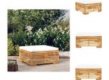 Vidaxl Sgabello Da Giardino Con Cuscino Crema In Teak Massiccio - Elementi Per Divani Da Giardino